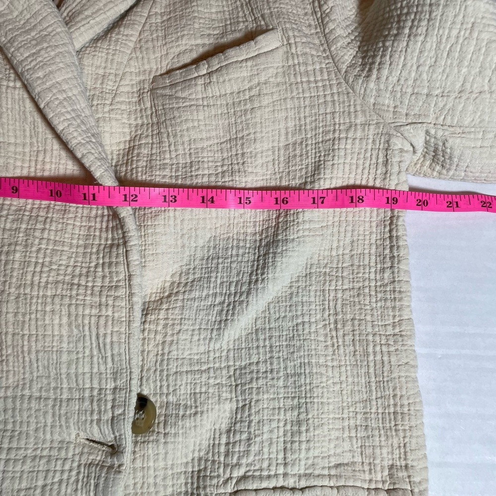 Free People Rowan Cotton Gauze Double Breasted Blazer Jacket in Ecru/Cream Sm - Picture 6 of 7